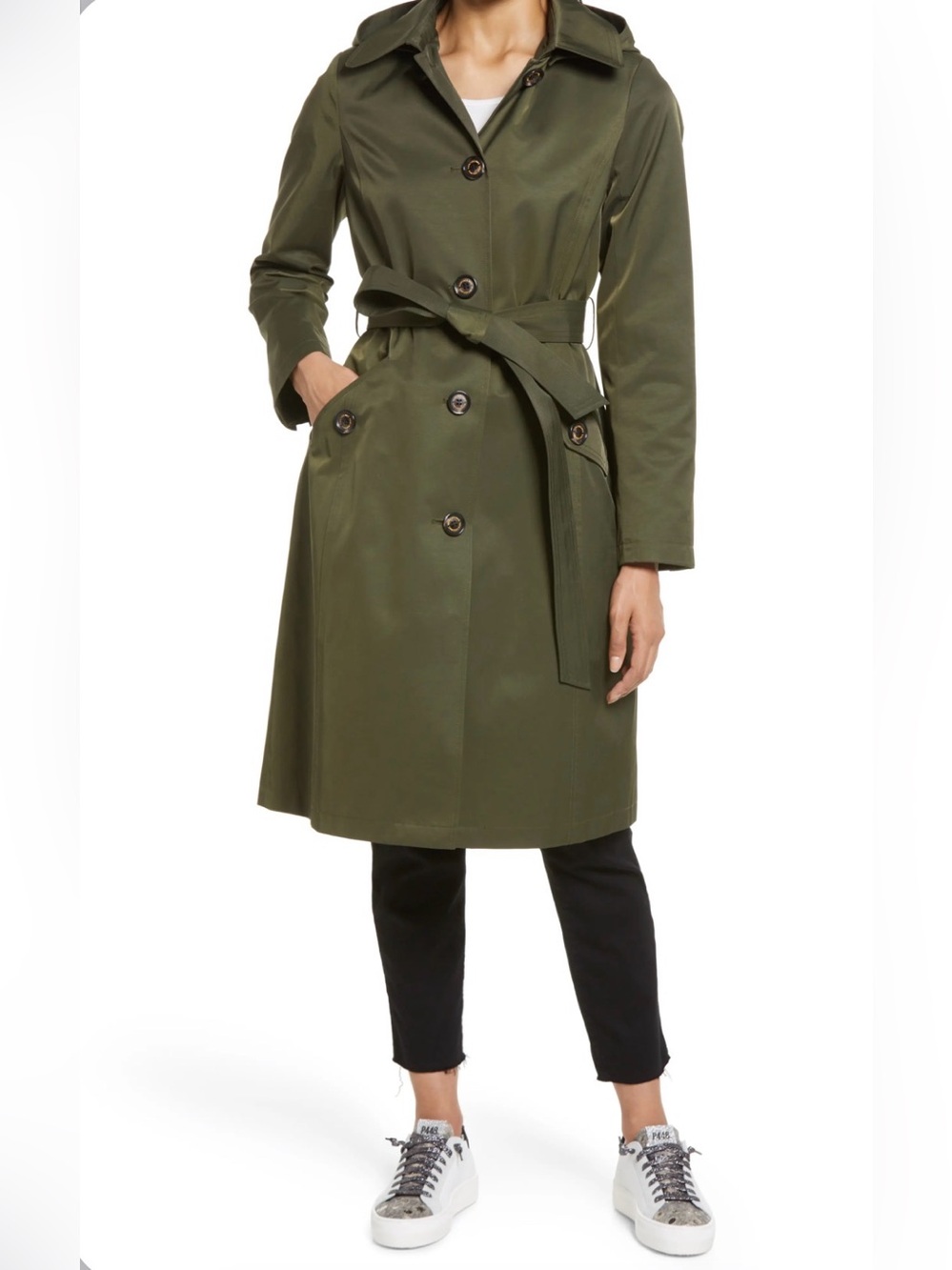 Sam Edelman Olive Green Belted Trench Raincoat XS